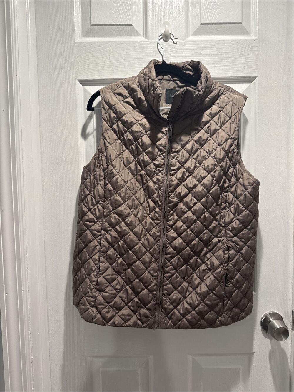 Banana Republic Womens Quilted Puffer Vest Coco Full Zip Mock Neck Large NEW